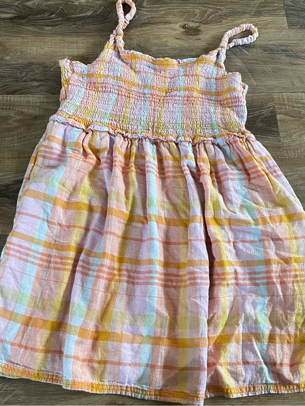 American Eagle Summer Dream Smocked Tank Dress Pastel Plaid Large